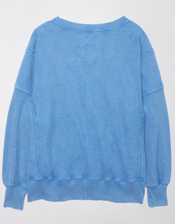 Modefest- Übergroßes Herzliche Umarmung Waffel-Pullover Blau