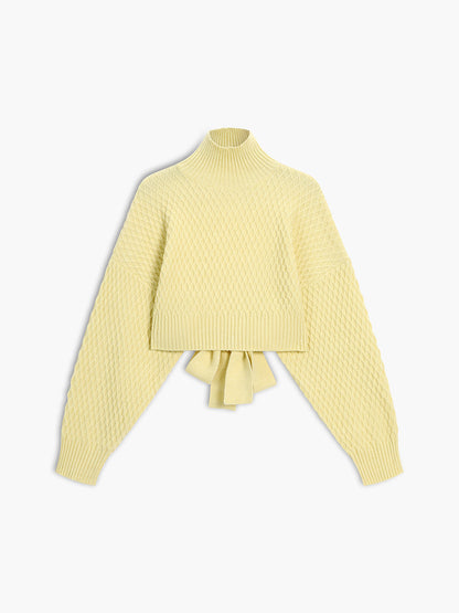 Modefest- Pullover mit Schleifenverschluss Gelb