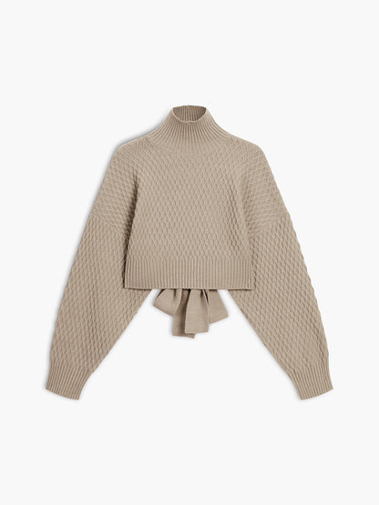 Modefest- Pullover mit Schleifenverschluss Khaki