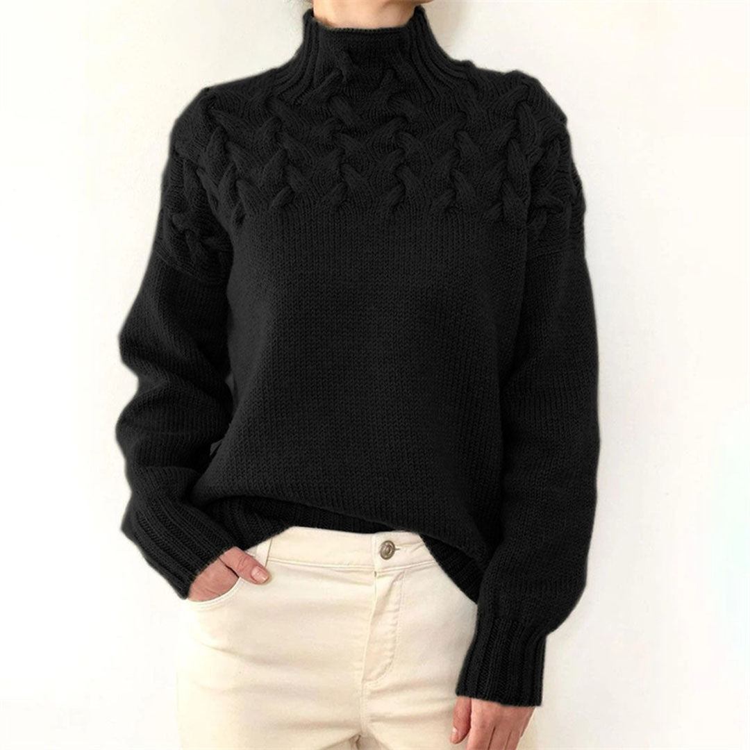 Modefest- Eleganter Pullover mit Rollkragen Schwarz