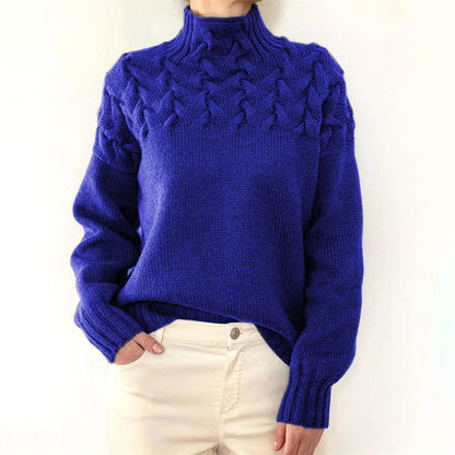 Modefest- Eleganter Pullover mit Rollkragen Blau