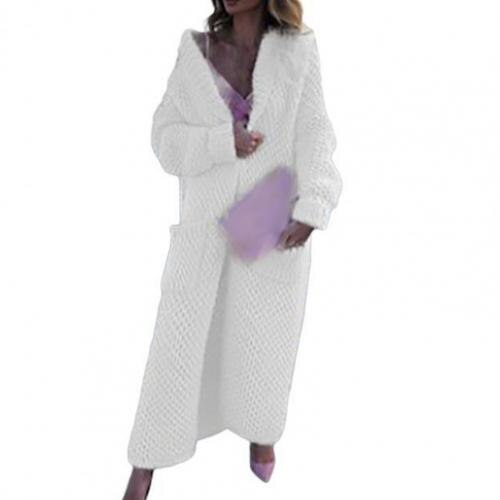 Modefest- Frauen Casual Pullover Mantel Lang weiß