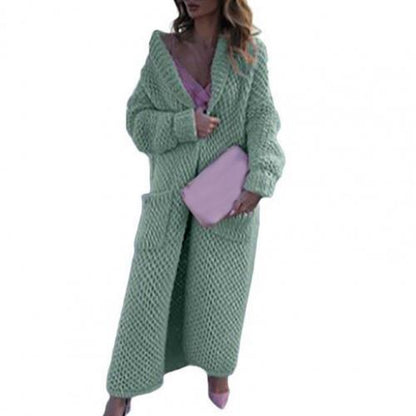 Modefest- Frauen Casual Pullover Mantel Lang Grün