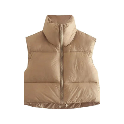 Modefest- Crop-Puffer-Weste Creme