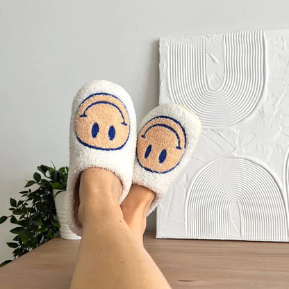 Modefest- Orthopädische Smiley-Schuhe für drinnen und draußen Beige Weiß mit Blauem Rand