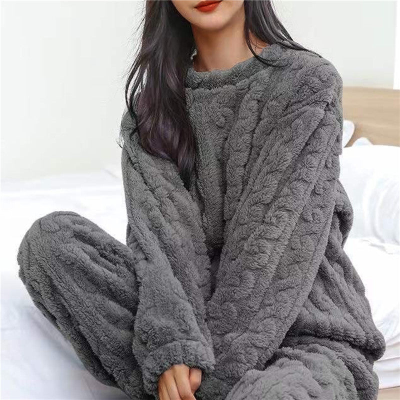 Modefest- Fleece-Pyjama-Set für Frauen Schwarz