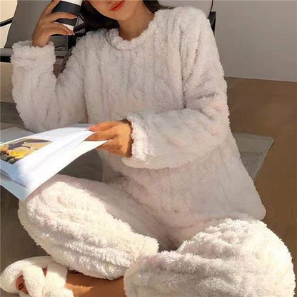 Modefest- Fleece-Pyjama-Set für Frauen Weiß