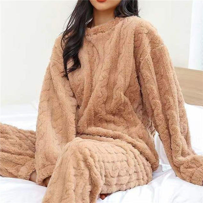 Modefest- Fleece-Pyjama-Set für Frauen Braun