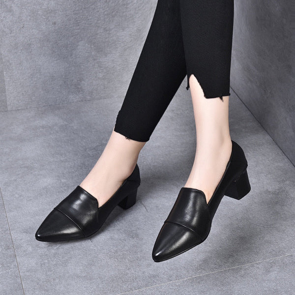 Modefest- Luxuriöse Leder-Sandalen mit Absatz Schwarz