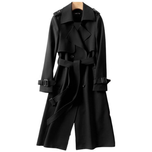 Modefest- Mantel mit doppelter Knopfreihe für Frauen Schwarz