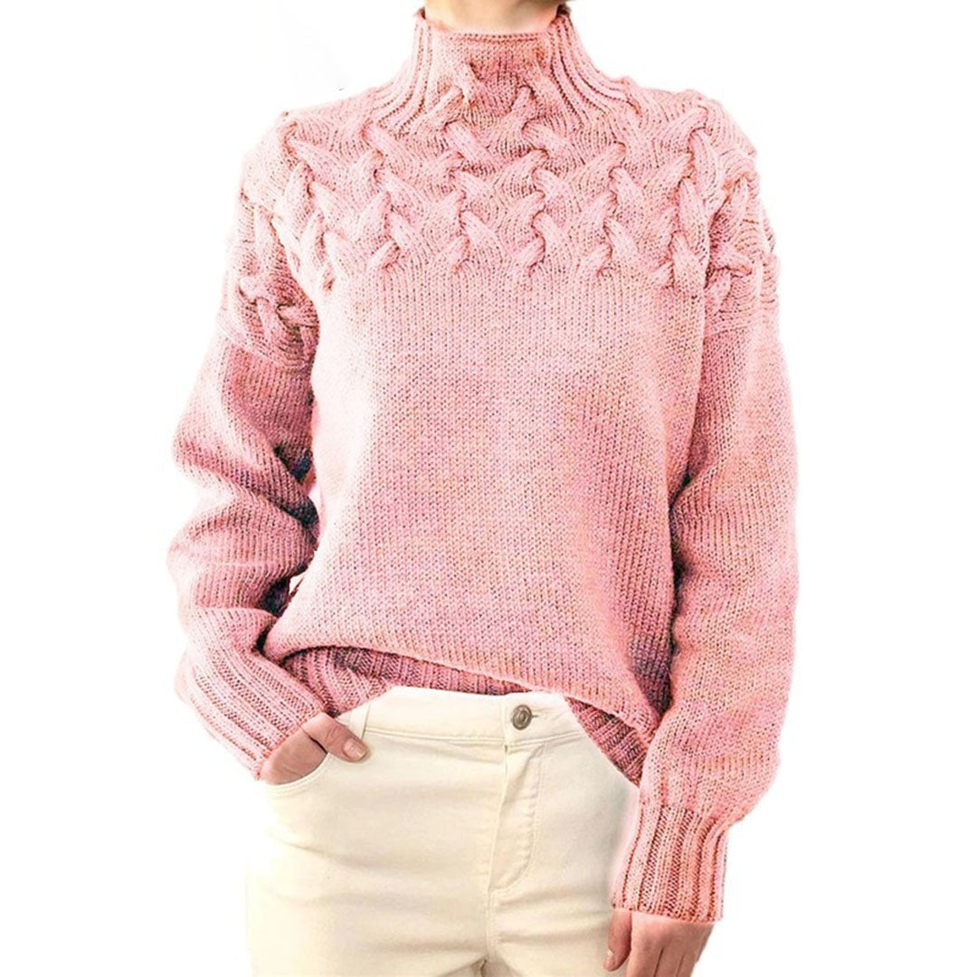 Modefest- Eleganter Pullover mit Rollkragen Rosa