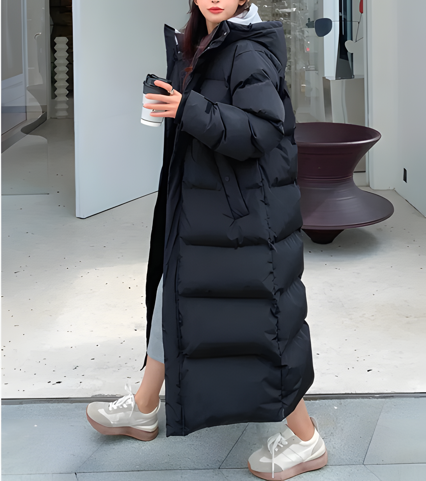 Modefest- Winddichte lange Jacke mit Kapuze für den Winter