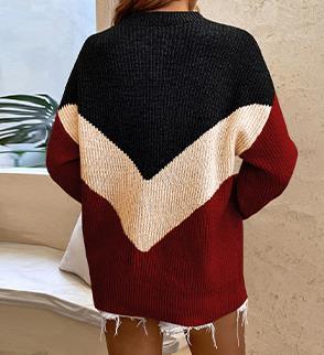 Modefest- Damenbekleidung Geometrischer Dreieckspullover Sweater