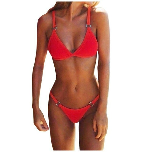 Modefest- Sexy brasilianischer Tanga-Bikini-Badebekleidungs-Frauen-Verband-Körper Rot