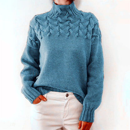 Modefest- Eleganter Pullover mit Rollkragen Himmelblau
