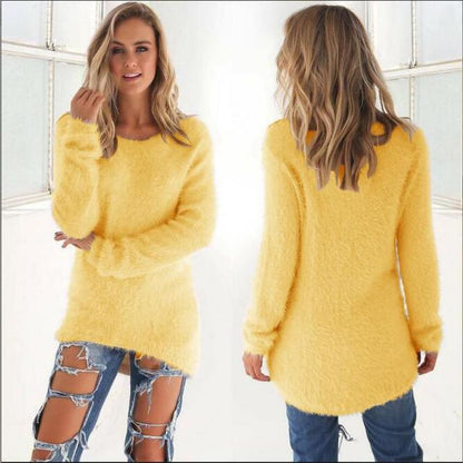 Modefest- 2023 Lässiger Langarm-Pullover mit O-Ausschnitt Gelb