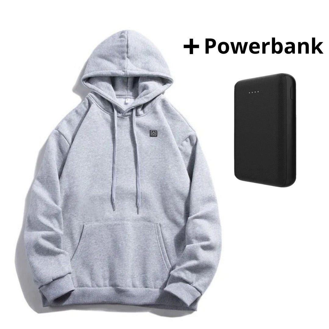 Modefest- Beheizbarer Hoodie Unisex Grau 🔋 Mit Powerbank (10.000 mAh)