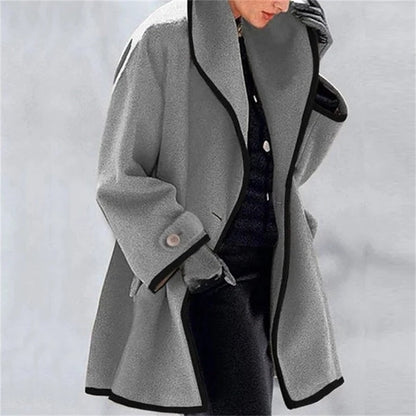Modefest- Herbst und Winter Damen elegante Mode Wollmantel Grau