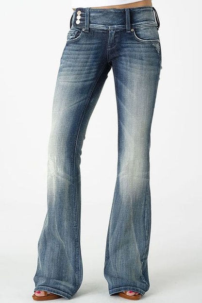Modefest- Vintage Mid Waist Flair Jeans Marineblau
