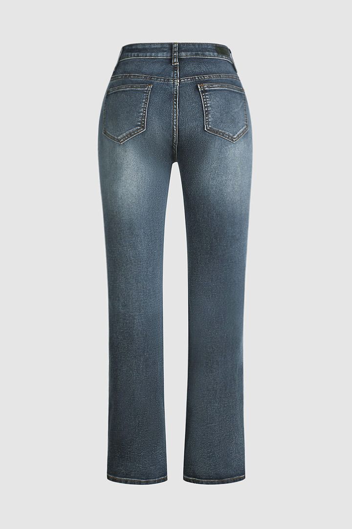 Modefest- Bestickte Jeans mit mittlerer Taille