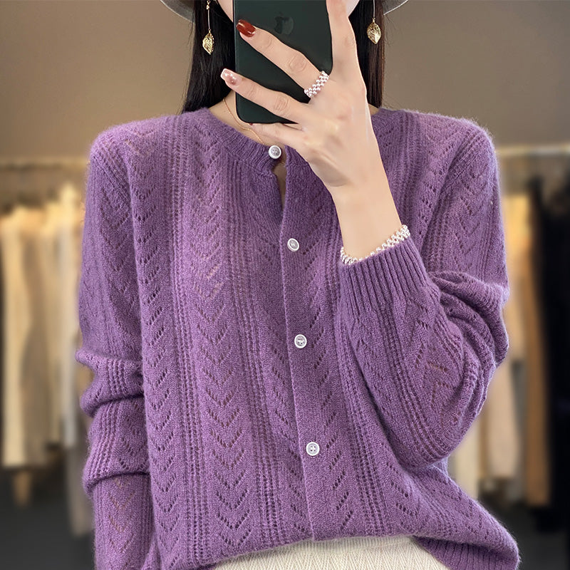 Modefest- Weiche, samtige Strickjacke aus Kaschmir Violett