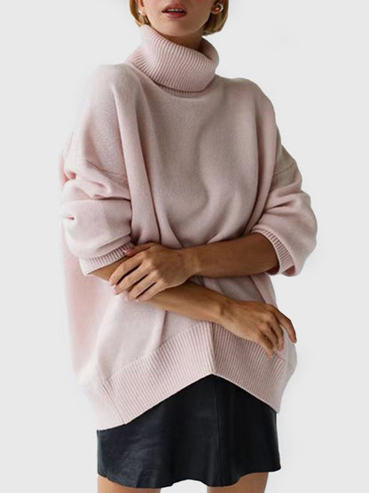 Modefest- Lässiger Pullover mit Rollkragen Englisch Rose