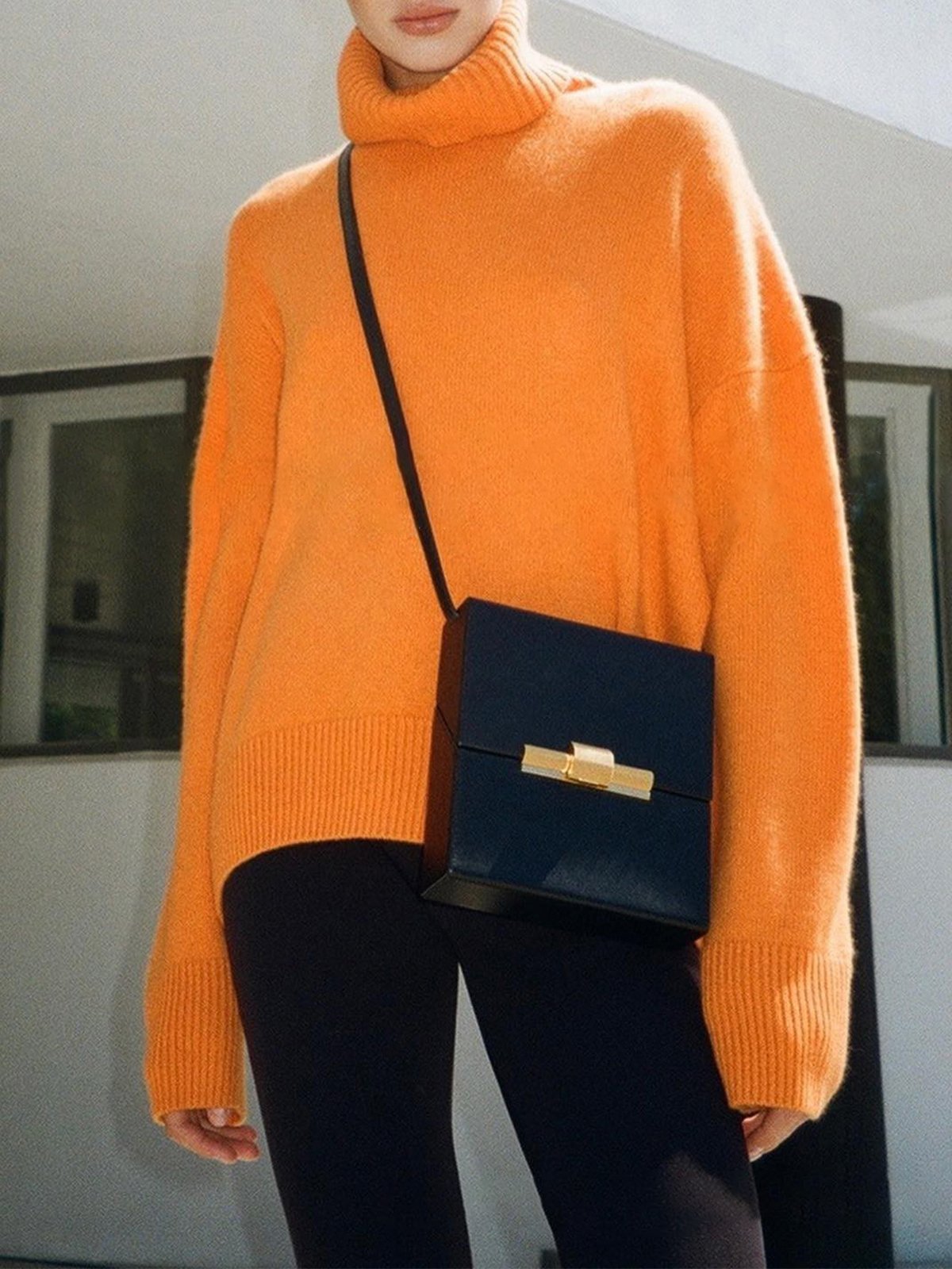 Modefest- Lässiger Pullover mit Rollkragen Orange