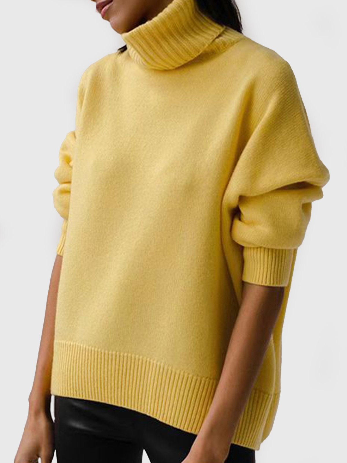 Modefest- Lässiger Pullover mit Rollkragen Gelb