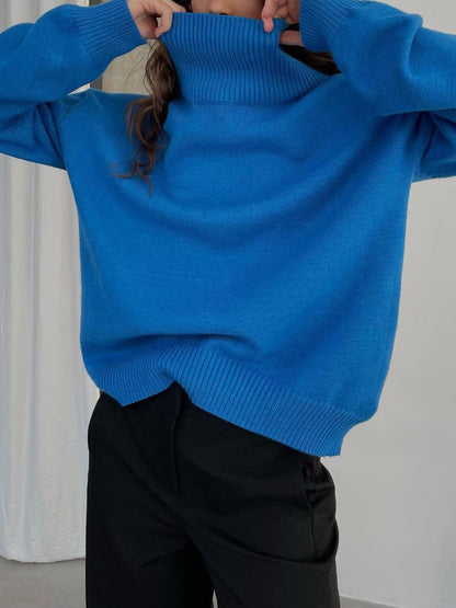 Modefest- Lässiger Pullover mit Rollkragen Königsblau