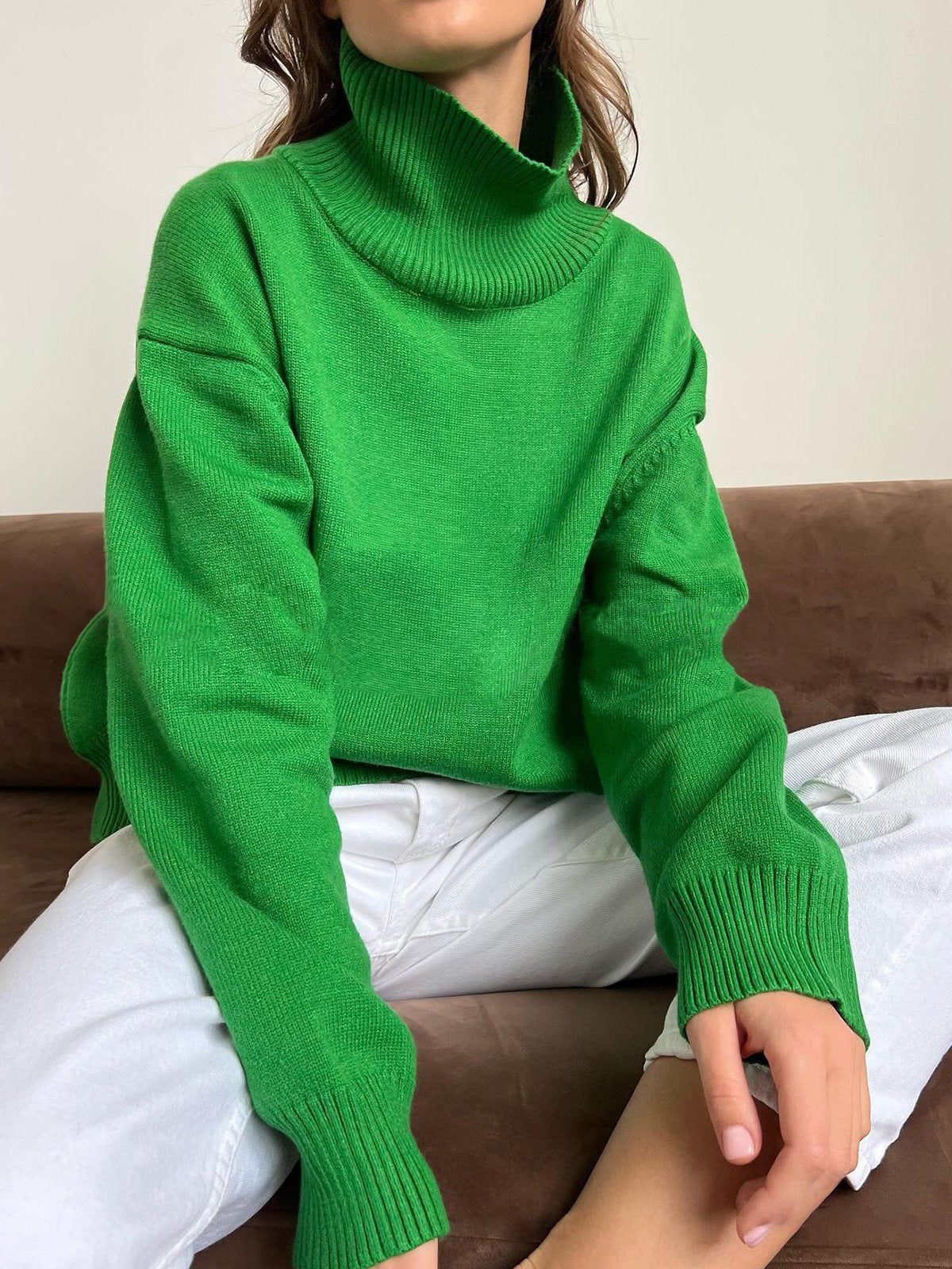 Modefest- Lässiger Pullover mit Rollkragen Grün