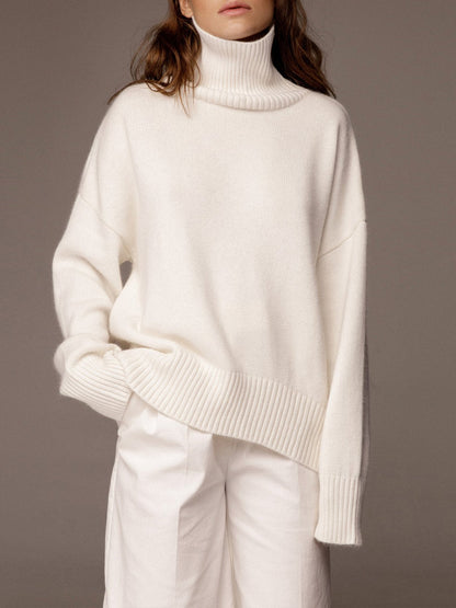Modefest- Lässiger Pullover mit Rollkragen Weiß