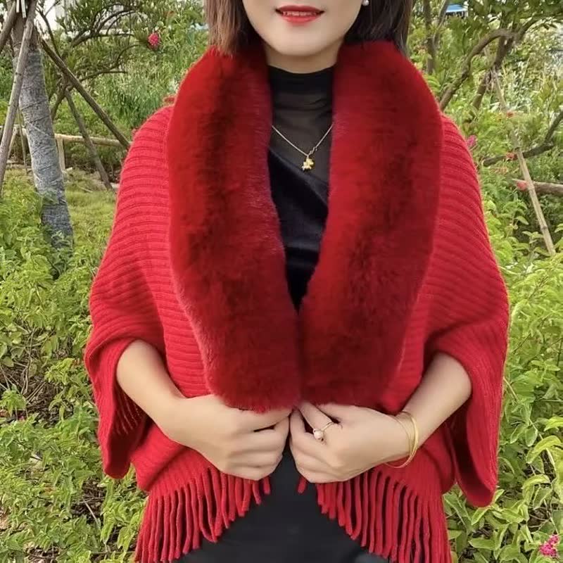 Modefest- Stricken von dicken, lockeren Schals für Frauen Rot