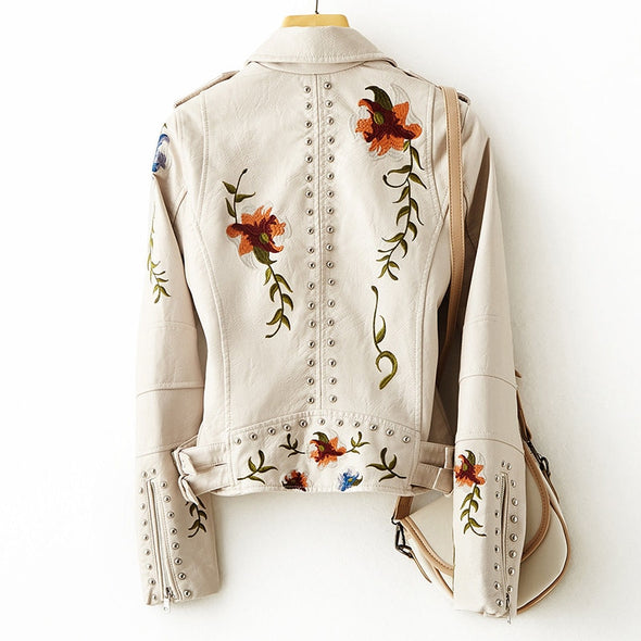 Modefest- LEDERJACKE MIT BLUMENMUSTER