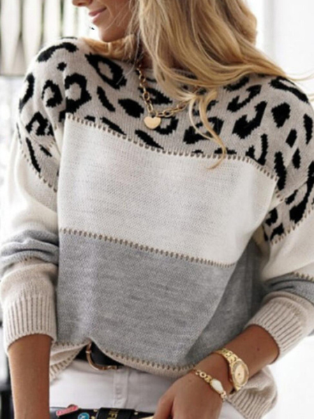 Modefest- Pullover mit Panthermuster Grau